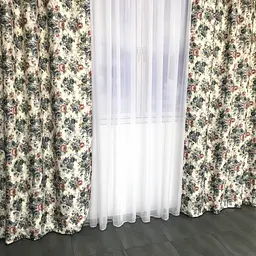 Атласні штори в стилі прованс з синіми квітами 2шт 150х270 ALBO pbe0052943