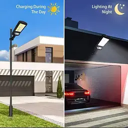 LED вуличний автономний світильник на сонячних батареях з датчиком руху вологостійкий для двору та вулиць - мініатюра 5