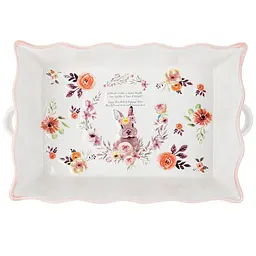 Блюдо для запікання Lefard Flower Bunny 30х18х6 cм бежевое з рожевим (940-270)