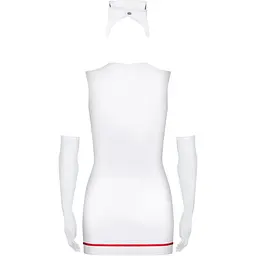 Еротичний костюм медсестри Obsessive Emergency dress S/M, White - мініатюра 3