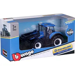 Іграшковий трактор Bburago Farm New Holland T7.315 з фронтальним навантажувачем 1:32 синій (18-31632) - мініатюра 6