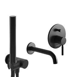 Змішувач для ванни Kohlman Roxin black + BOX прихованого монтажу KPL-QW210RBL, Чорний матовий