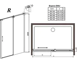Душові двері Radaway Espera Mirror DWJ 100x200, праві, прозр. скло + дзеркальна стінка (380110-71R) - мініатюра 2