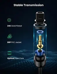 Кабель аудіо Ugreen Toslink оптичний 4 мм 1 м Black (AV122) - мініатюра 4
