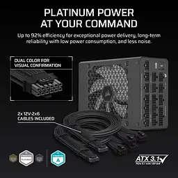 Блок живлення Corsair HX1200i PCIE5 1200W ATX 3.1 80+ Platinum (CP-9020307-EU) - мініатюра 7