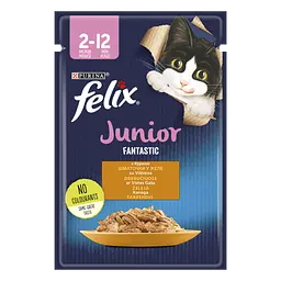 Вологий корм для кошенят Felix Fantastic Junior з куркою 2.21 кг (26 шт. х 85 г) - мініатюра 2