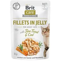 Вологий корм Brit Care Cat Pouch для кішок у желе тріска та форель 85 г [CD]