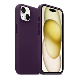Кожаный чехол-панель для Apple iPhone 15, FAKE Leather Case, фиолетовый, искусственная кожа, премиум, противоударный, защита всего корпуса, с мягкой подкладкой, поддержка MagSafe и беспроводной зарядки, ArmorStandart (ARM76290) - мініатюра 3