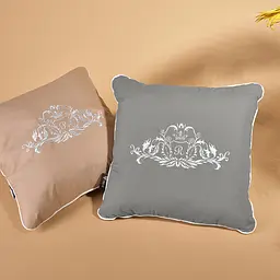 Подушка декоративна IDEIA 45х45 - Royal з вишивкою сіра - мініатюра 4