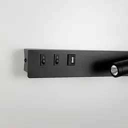 Чорне бра з поворотним спотом справа + розʼєм USB Line F Арт. WJ 028/2 L BK (лівий)  - мініатюра 2