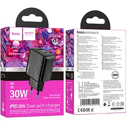 Мережевний зарядний пристрій Hoco CS23A Sunlight PD30W+QC3.0 1USB-A/1C Black - мініатюра 4