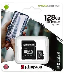 Карта пам'яті MicroSDXC 128GB UHS-I 10 Kingston Canvas Select Plus R100MB/s + SD-адаптер SDCS2/128GB - мініатюра 3