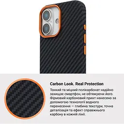 Чохол ArmorStandart LikeCarbon2 SE MagCase для Apple iPhone 17 Black Orange (ARM89160) [156297] - мініатюра 7