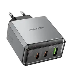 Мережевий зарядний пристрій BOROFONE BN22 Lena PD65W(2C1A) charger(EU) Metal Gray (6941991114601) - мініатюра 4