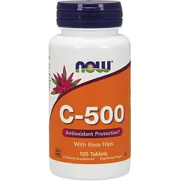 Вітаміни та мінерали NOW Vitamin C-500 Rose Hips, 100 таблеток