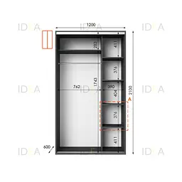 Шафа-купе Idea серія 5 120 x 60 x 210 см Антрацит - мініатюра 2