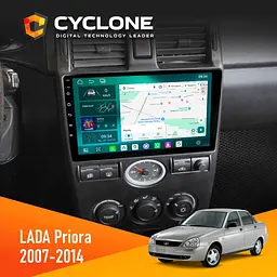 Штатна магнітола Lada Priora Black 2007-2014 Cyclone C9-013 4x64 DSP 4G Cyclone (НФ-00008875)