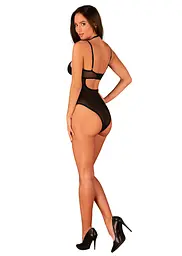 Прозоре боді Obsessive Selinne teddy XS/S Black, дрібна сітка, подвійні бретелі - мініатюра 7