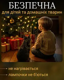 Гірлянда роса мішура на зеленому проводі 30 метрів 900лед Niki Light хвойна лапа з режимами вулична гірлянда на пульті тепло біла - мініатюра 2