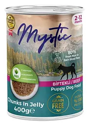 Вологий корм Mystic для цуценят шматочки яловичини в желе 400г