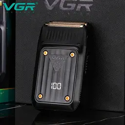 Електрична бритва VGR V-363 Шейвер подвійне лезо, LED дисплей Акумуляторна електробритва Чорний - мініатюра 3