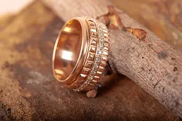 Обручальне кільце з червоного і білого золота з фіанітами 15 OK-0017 - мініатюра 5