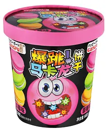 Печиво Макарон Gangfu Creamy Popping Candy з полуничним смаком і вибуховою карамелью 80г - мініатюра 3