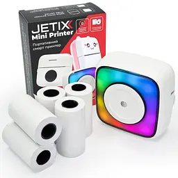 Мобільний терморинтер JETIX Mini Printer Student 2 з Bluetooth, нічником і з набором термопаперу в комплекті