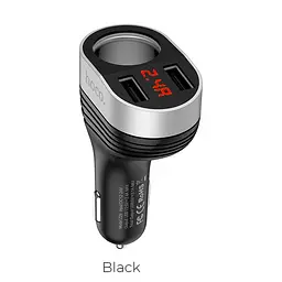 Адаптер автомобільний Hoco Regal with LCD Z29 2USB - мініатюра 2