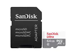 Карта памяти SanDisk Ultra microSDHC UHS-I+SD адаптер 64 GB (SDSQUNR-064G-GN3MA)