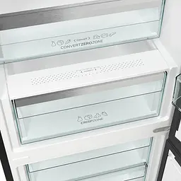 Холодильник Gorenje з нижн. мороз. камерою, 203х66х60см, 2 двері, 257(121)л, А+, NF+, Зона св-ті, Інвертор, Внутр. Дисп, Wi-Fi, Чорний - мініатюра 5