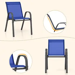 Комплект садових стільців Costway Patio з підлокітниками синій - мініатюра 9