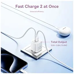 Зарядний пристрій Vention 1xUSB-C PD 30 Вт + 1xUSB QC 3.0 30 Вт GaN + кабель USB-C — USB-C 1.0 м чорний (TZ-FEQB0-EU-01) - мініатюра 6