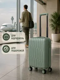 Дорожня валіза на коліщатках 40×30×20 см для ручної поклажі з телескопічною ручкою та кодовим замком, фісташковий (49676350) - мініатюра 8
