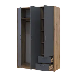 Распашный Шкаф для одежды Doros Ронди Дуб Артизан/Графит 3ДСП 121х52х195 (80737814) - миниатюра 4