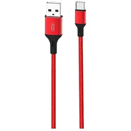 USB Кабель XO NB143 Type-C Braided 2.4A 1.0m Чорний/Червоний