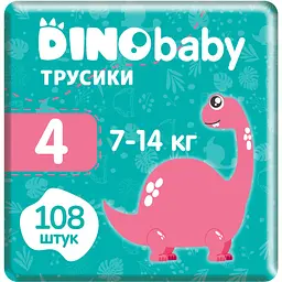 Набір підгузків-трусиків Dino Baby 4 (7-14 кг) 108 шт. (3 уп. по 36 шт.)