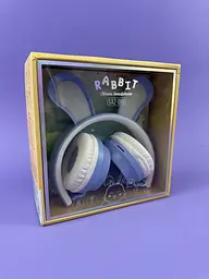 Навушники дитячі бездротові C 64095-3, блакитні Bluetooth з заячими вушками, багатокольорове підсвічування, акумулятор 400 mAh
