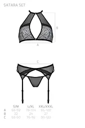 Комплект білизни Passion Satara Set XXL/XXXL black топ пояс для панчіх стрінги - мініатюра 7