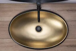 Умивальник Rea Melania black/gold накладний чорний REA-U0469, Чорний - мініатюра 3