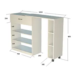 Тумба помічниця Білий (910x300x850) Білий Гамма стиль - мініатюра 4
