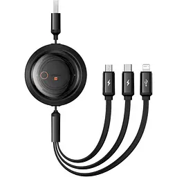 Кабель Baseus Free2Draw Retractable Crystal Fast Charging 3-in-1 Cable USB to MicroUSB+Lightning+Type-C 3.5A 1.1m P10368700111-02