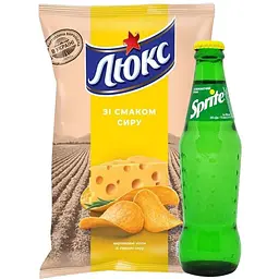 Набір: чипси Люкс зі смаком сиру 133 г + напій Sprite безалкогольний 250 мл