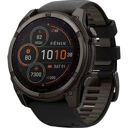 Смарт-годинник Garmin Fenix 8 Solar Sapphire 51mm Carbon Gray DLC Titanium with Black/Pebble Gray Silicone Band (010-02907-10/11/70) [115055]