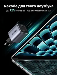 Мережевий зарядний пристрій UGREEN Nexode CD294 адаптер живлення 2 порти USB-C до 45 Вт сірий (90573) - мініатюра 8