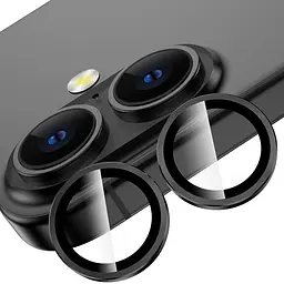 Захисне скло Metal Classic на камеру (у упак.) для Apple iPhone 16 (6.1) / 16 Plus (6.7) Чорний / Black - мініатюра 5