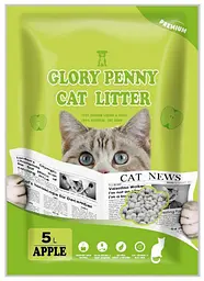 Бентонітовий наповнювач Glory Penny для котячого туалету з ароматом яблука 5 л