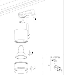 Світильник трековий Kloodi KD-5050/01-2L-BK Track - мініатюра 4