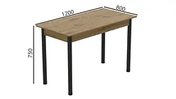 Стіл кухонний Ferrum-decor Беніта 75x120x80 Чорний ДСП Дуб Артізан 16мм (FRD-105703) - мініатюра 4