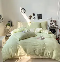 Постільна білизна сімейна Dushka Home Полікотон 21152 160х215х2 см біло-зелена